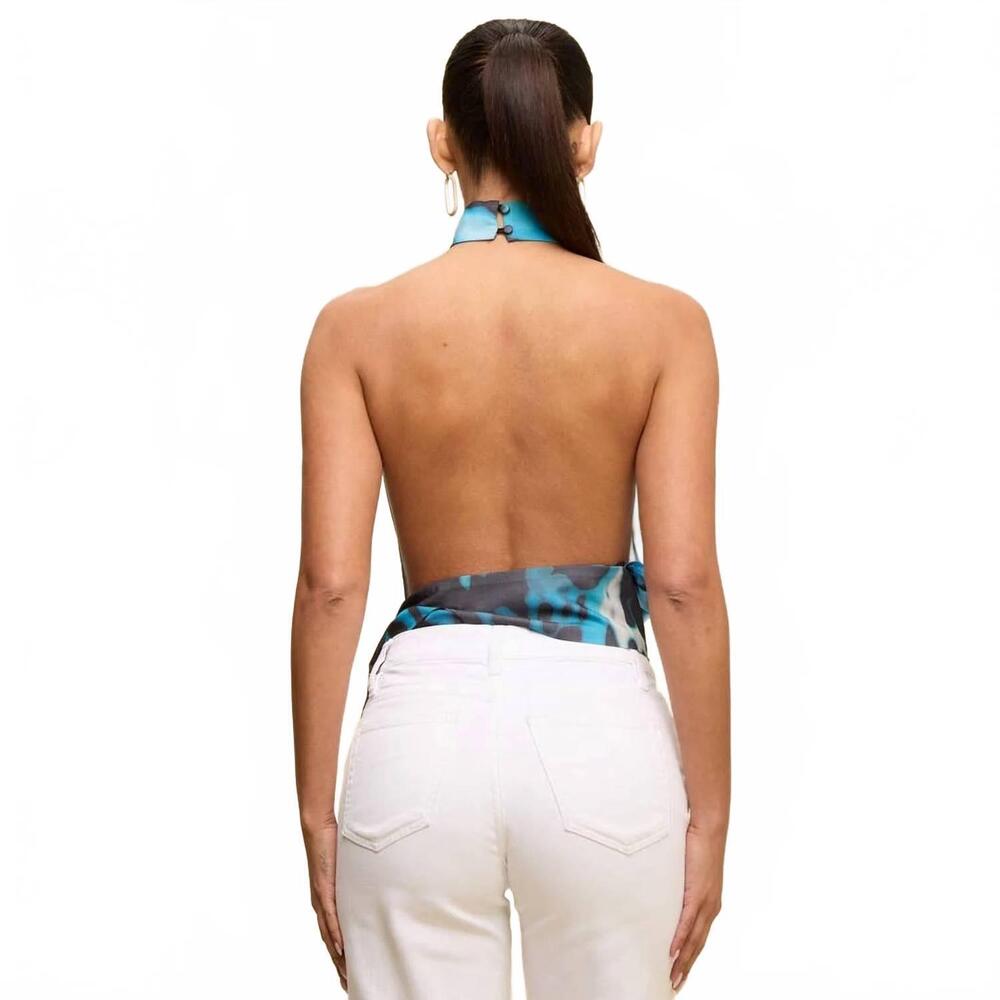 NEW LUXXEL destiny halter top in blue - Picture 2 of 2